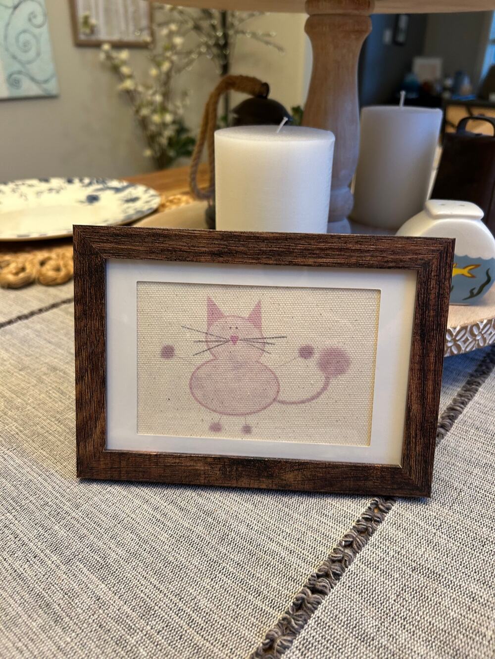 Mini Kitty Cat Marie Picture Frame 6 x 4 Original Art Desk Pink Cat Lover Gift